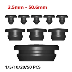 2.5-50.6mm Black Snap-on Hole Plugs Silicone Rubber Blanking Seal Bung Pipe Tube - Picture 1 of 11
