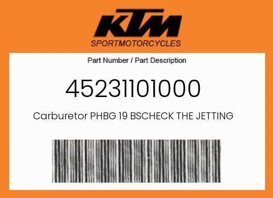 Carburador genuino KTM Phbg 19 Bscheck The Jetting - 45231101000 Foto 1 de 4