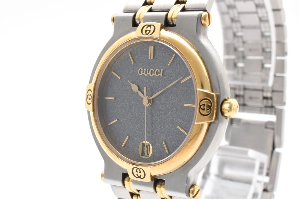ジャンク品 GUCCI 腕時計 9000M デイト ヴィンテージ 1820 GUCCI グッチ 9000M 稼働品 デイト コンビベルト ヴィンテージ