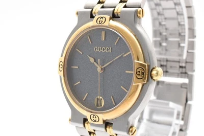 [Near MINT] Vintage GUCCI 9000M 32mm black Dial Date quartz Men's Watch JAPAN - Image 1 of 4