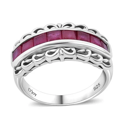 2,00 ctw. Anillo con banda de arco real rubí (FF) enchapado en rodio de plata de ley talla 6 Foto 1 de 4