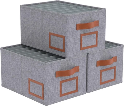 Jeans Organizer Armadio, 3 Pezzi Impilabile Cubi Cassetti, Pieghevole Divisori C - Immagine 1 di 4