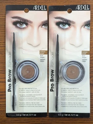 LOT OF 2 - ARDELL PRO BROW POMADE WITH BRUSH 0.11oz EA - MEDIUM BROWN NIP - Image 1 of 2