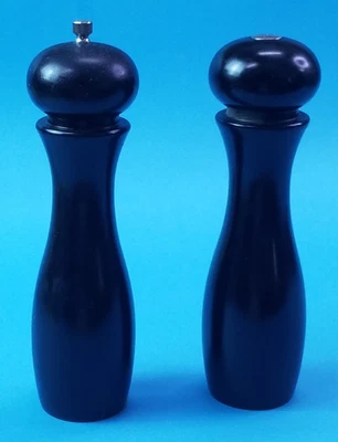 Olde Thompson Wood Pepper Mill and Salt Shaker Set Solid Wood 10” Vintage - Image 1 of 4