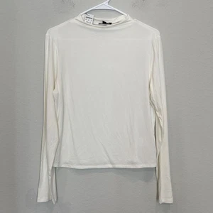 Express Long Sleeve Top Women's L White Mock Neck Rayon Stretch NWT - Picture 1 of 8