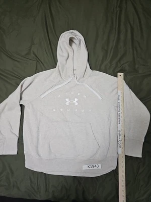 Sudadera grande holgada Under Armour para mujer sudadera con capucha logotipo crema pulóver  Foto 1 de 4