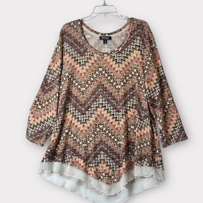 Younique женщин 3 X блузка ацтеков геометрические тона земли богемное Lagenlook Western Top - Изображение 1 из 4