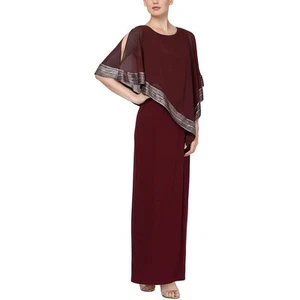 SLNY Womens Purple Asymmetric Pattern Long Maxi Dress Petites 6P BHFO 4840 - Picture 1 of 2