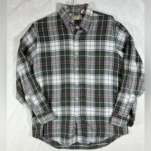 L.L. Bean Vintage 1990's Made in USA Medium Broken In Green White Plaid Shirt - Bild 1 von 9