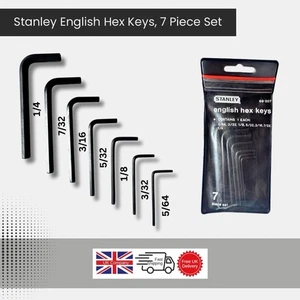 Stanley 7 English Hex Allen Keys 5/64" 3/32" 1/8" 5/32" 3/16" 7/32" 1/4" M0289 - Picture 1 of 3
