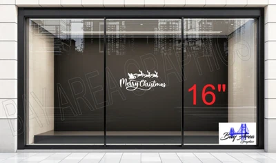 MARRY CHRISTMAS Sign Vinyl Decal Storefront Window Large Graphic Oracal 651 🎄 - Image 1 of 4
