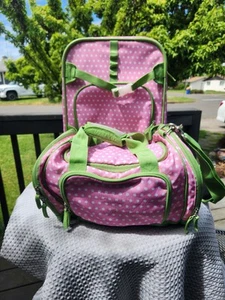Pottery Barn Kids Wheeled Luggage Suitcase W/ Carry On Pink Polka Dots* Read* - Picture 1 of 23