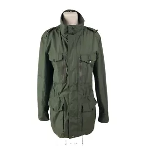 J Peterman Giacca Donna Piccolo Safari Verde Frangivento Tasche Cargo Esercito - Foto 1 di 8