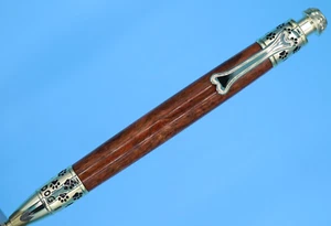 "I Love My Dog" Ballpoint Pen Gold Finish and XF Figured Striped Desert Ironwood - Picture 1 of 11