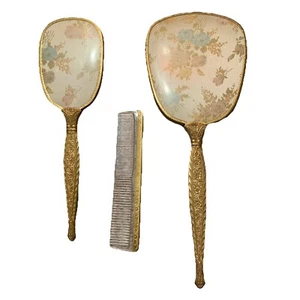 Vintage Vanity Dresser Set 3 Piece Gold Tone Brush, Mirror, Comb Victorian Style - Picture 1 of 5