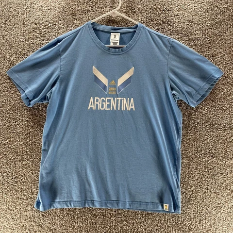 Argentina Soccer Shirt Adult Large Blue Short Sleeve FIFA World Cup Brazil Mens Cover