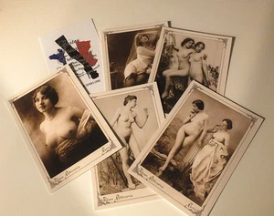 French Postcards Deluxe 5-Card Gift Set-1 Risque Erotic Sexy Vintage A++ Reprint - Picture 1 of 8
