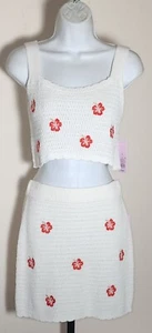 Conjunto de falda y camiseta sin mangas Wild Fable de punto floral de almendra talla S nuevo con etiquetas - Imagen 1 de 2