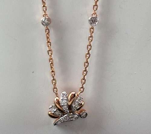 VETEMENTS Ciondolo da donna a forma di ape in oro rosa 14 carati con diamanti tondi naturali 1 22 pezzi