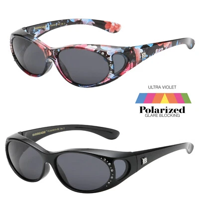 Rhinestone Fit Over Sunglasses Polarized Lens Cover Over PRESCRIPTION GLASSES - Image 1 of 4