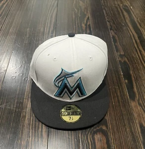 New Era 59Fifty MLB Miami Marlins 7 1/8 Fitted White Cotton NEW - Picture 1 of 7