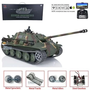 Henglong 1/16 7.0 mejorado Jagdpanther FPV BB IR RTR RC tanque 3869 pistas de metal - Imagen 1 de 12