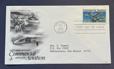 First Day of Issue 50th Anniversary Commercial Aviation 1926-1976 - Image 1 of 2