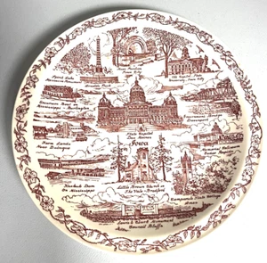 Iowa Plate Vernon Kilns Collectible State Souvenir 10 1/2" Diameter 1953 - Picture 1 of 11