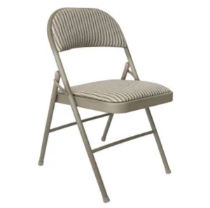 MECO Deluxe Folding Chairs Fabric Padded Stackable, Foldable, GREY - Picture 1 of 8