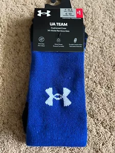 Under Armour UA Team Crew Socks Blue White Size Medium 1 Pair - Picture 1 of 4