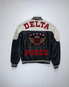 🚨 Delta FORCE ALAMOS vintage leather zip jacket coat fly air USA man’s L - Picture 1 of 11