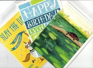 Lot of 3 Trader Joe's Birthday Wishes Greeting Cards New Unused In Plastic Gift - Picture 1 of 7