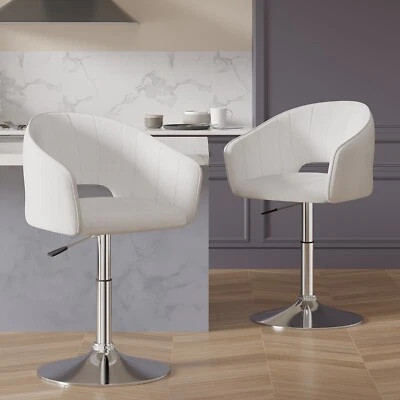 Velvet Adjustable Bar Stool Swivel Vanity Chair Kitchen Counter Height Pub Chair - Image 1 of 4