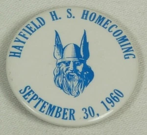 BOTÓN DE RETROCESO DE FÚTBOL AMERICANO DE REGRESO DE LA ESCUELA SECUNDARIA HAYFIELD MINNESOTA 1960 - Imagen 1 de 2