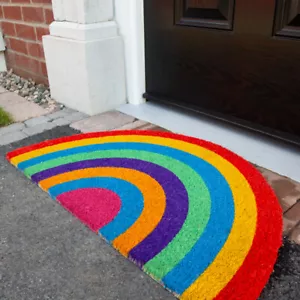 Rainbow Coir Doormats | Half Moon Modern Door Mat | Bright Eye Catching Mats UK - Picture 1 of 6