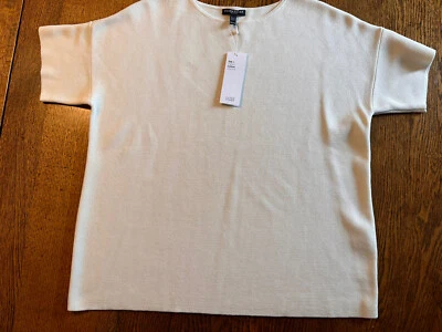 Camisa Eileen Fisher Mezcla de Seda PM Pequeña Mediana Tejido Crema Boxy Top Nueva con Etiquetas Foto 1 de 4