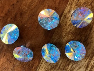 6 Swarovski Kristall AB Knöpfe - 12 mm - wirklich einfach wunderschön und perfekt! - Bild 1 von 4