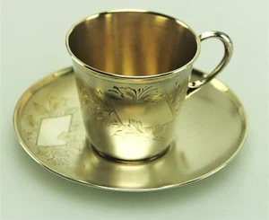 antike Jugendstil Tasse Untertasse Kaffeegedeck 800 Silber Deyhle  257/3 - Bild 1 von 12