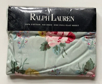 NUEVO Ralph Lauren *Cottage Lane TAMAÑO COMPLETO HOJA PLANA VERDE FLORAL FLORES RARAS Foto 1 de 4