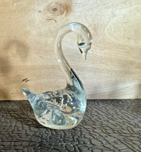 Estatuilla de cisne/pájaro de vidrio artístico transparente, pisapapeles - Imagen 1 de 3