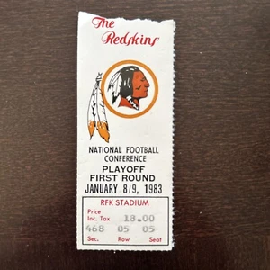 NFL Ticket HOF Joe Gibbs 1st Playoff Game 1-8-1983 Redskins vs Lions-RFK Stadium - Picture 1 of 2