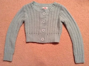 VGC! Justice Girls Cropped/Light Blue Knit/Button Up Sweater Size XXS(7) - Picture 1 of 4