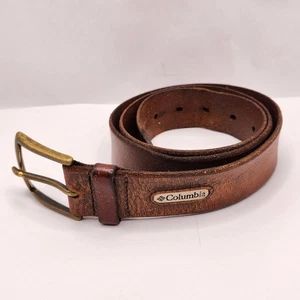 Columbia Brown Genuine Leather Classic Belt Men's Size 36” Waist Solid Brass - Picture 1 of 12