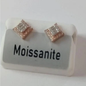 Moissanite Pierced Post Earrings, 925 1ctw - Picture 1 of 3