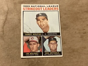 1964 Topps #5 1963 NL Strikeout Leaders- Sandy Koufax-Jim Maloney-Drysdale - NM - Picture 1 of 2
