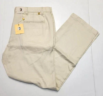$118 Nova Calça Escolar Dourada DUCK HEAD Masculina Casual 40x32 Pedra Bege LINHO Algodão - Imagem 1 de 4