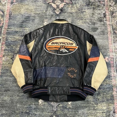 Винтажная кожаная куртка 90-х Broncos NFL Glll Carl Banks мужская размер L - Изображение 1 из 4
