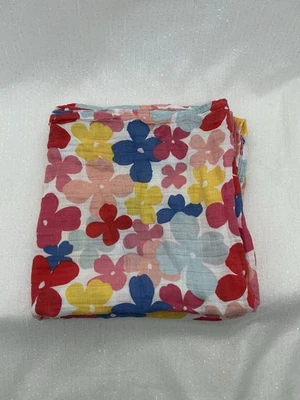 Mudpie Floral Muslin Swaddle Baby Blanket Cotton Daisies Flower Lovey Security - Image 1 of 4