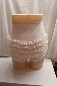 Sissy VtG. Nylon Lace Rhumba/Ruffle Schoolgirl Babydoll Panties White Briefs M - Picture 1 of 11