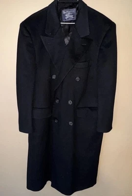 Gabardina de lana negra de doble botonadura Burberrys London vintage para hombre Foto 1 de 4